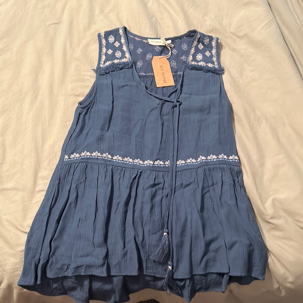 Blu Pepper Embroidered Tank Top New with Tags